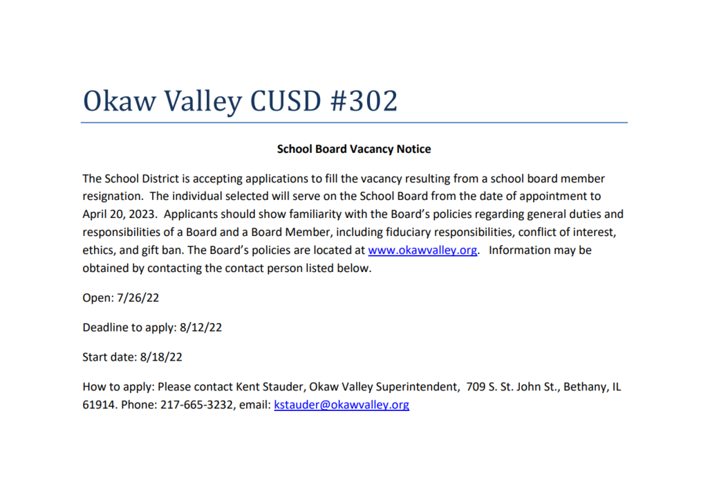 School Board Vacancy Notice